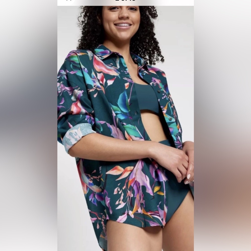 CALIA by Carrie Underwood Floral Blouse - Green and Pink